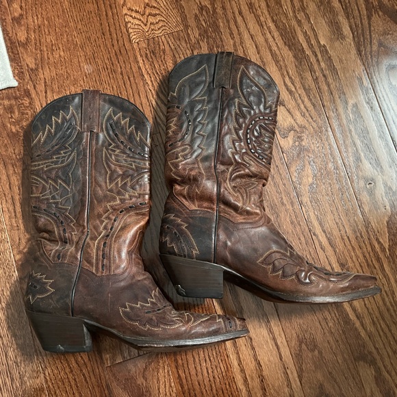 Dan Post Brown 14inch Women’s Cowboy Boots - Size 9.5 - Picture 3 of 10